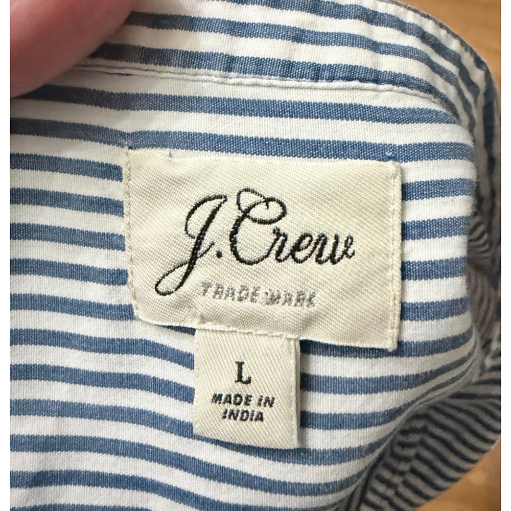 J.Crew Striped Button Down Shirt L Blue White - Picture 3 of 3
